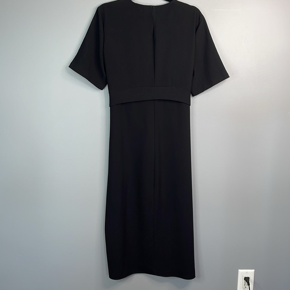 Zara Woman Tied Waist Shift Dress Midi Black Size XL - Picture 8 of 11